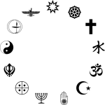 Kreis aus religiösen Symbolen